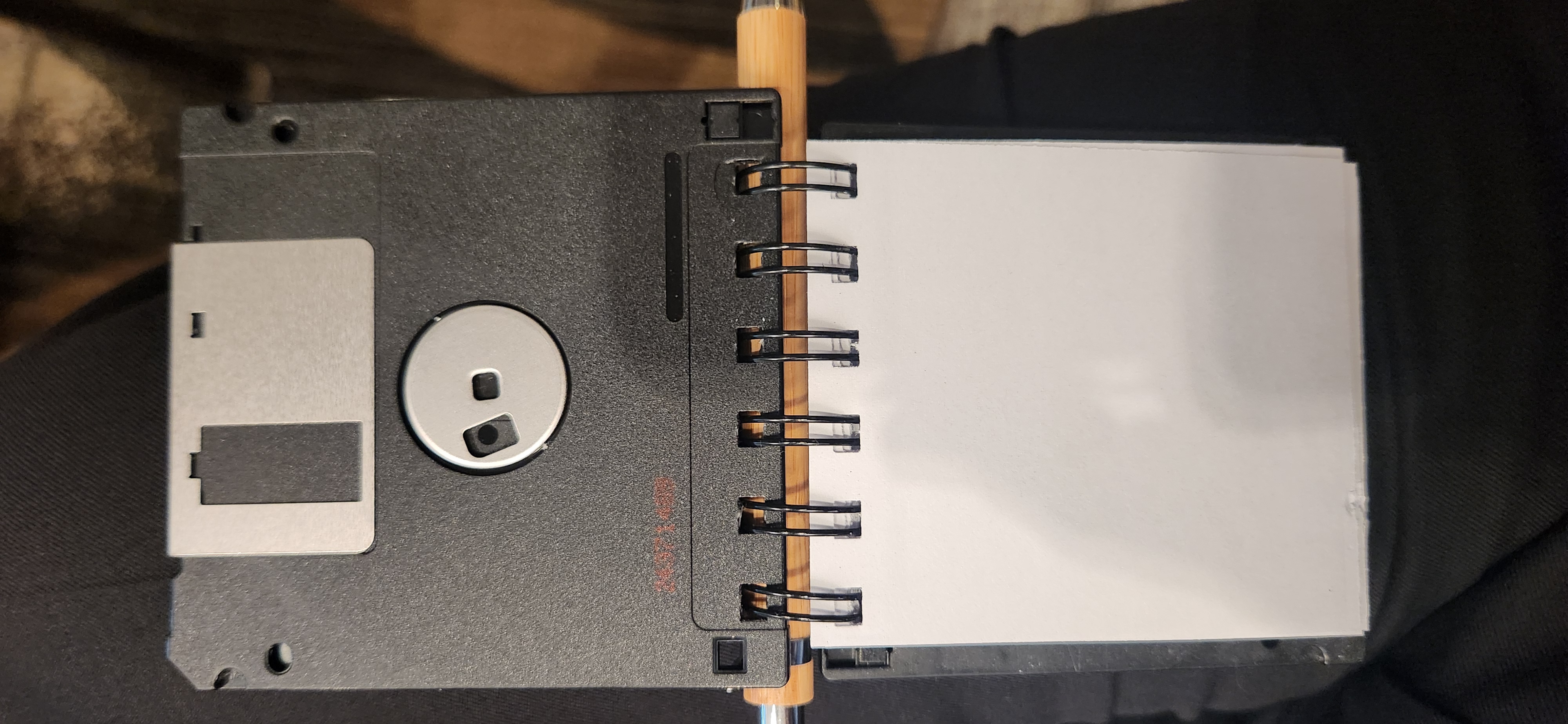Floppy-disk style notebook, front view