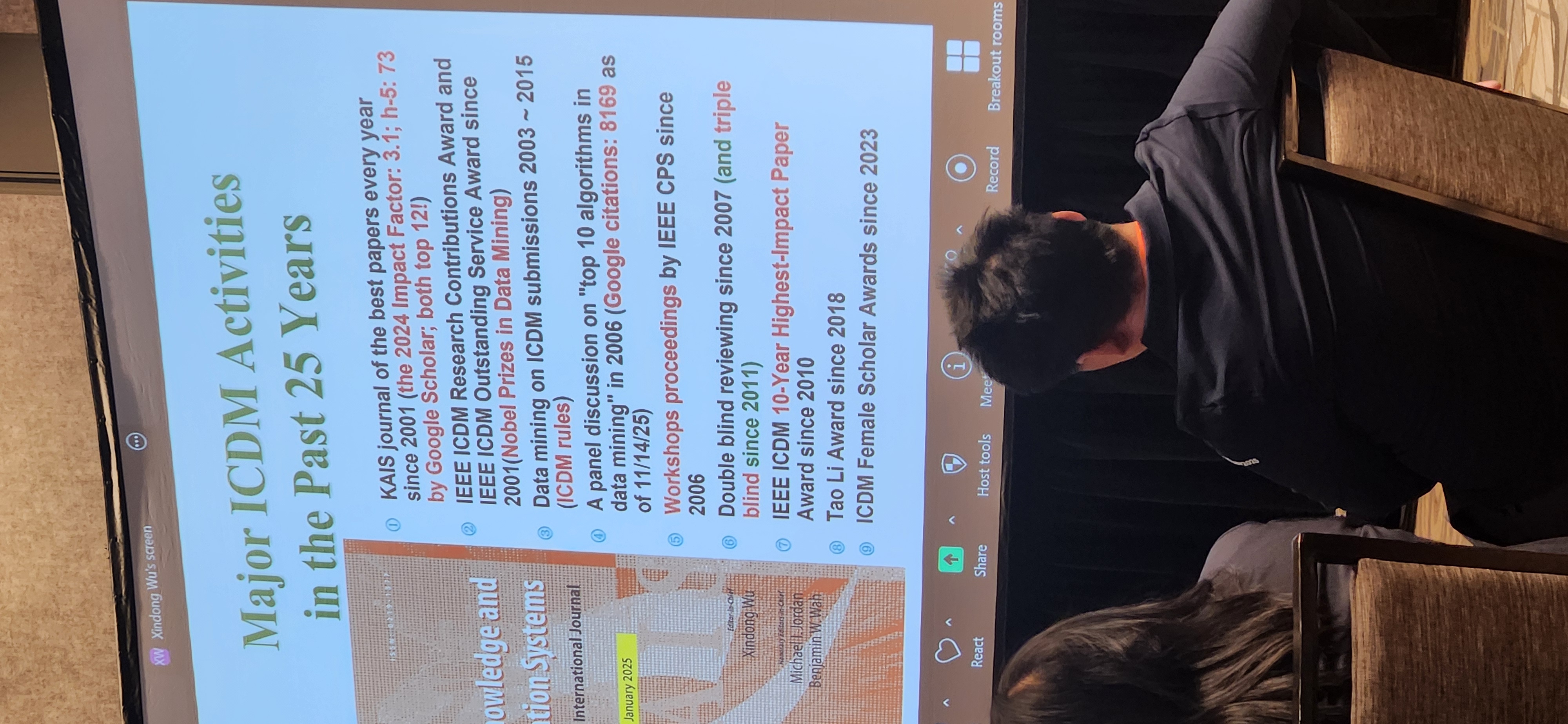 Slide showing major ICDM activities in the past 25 years