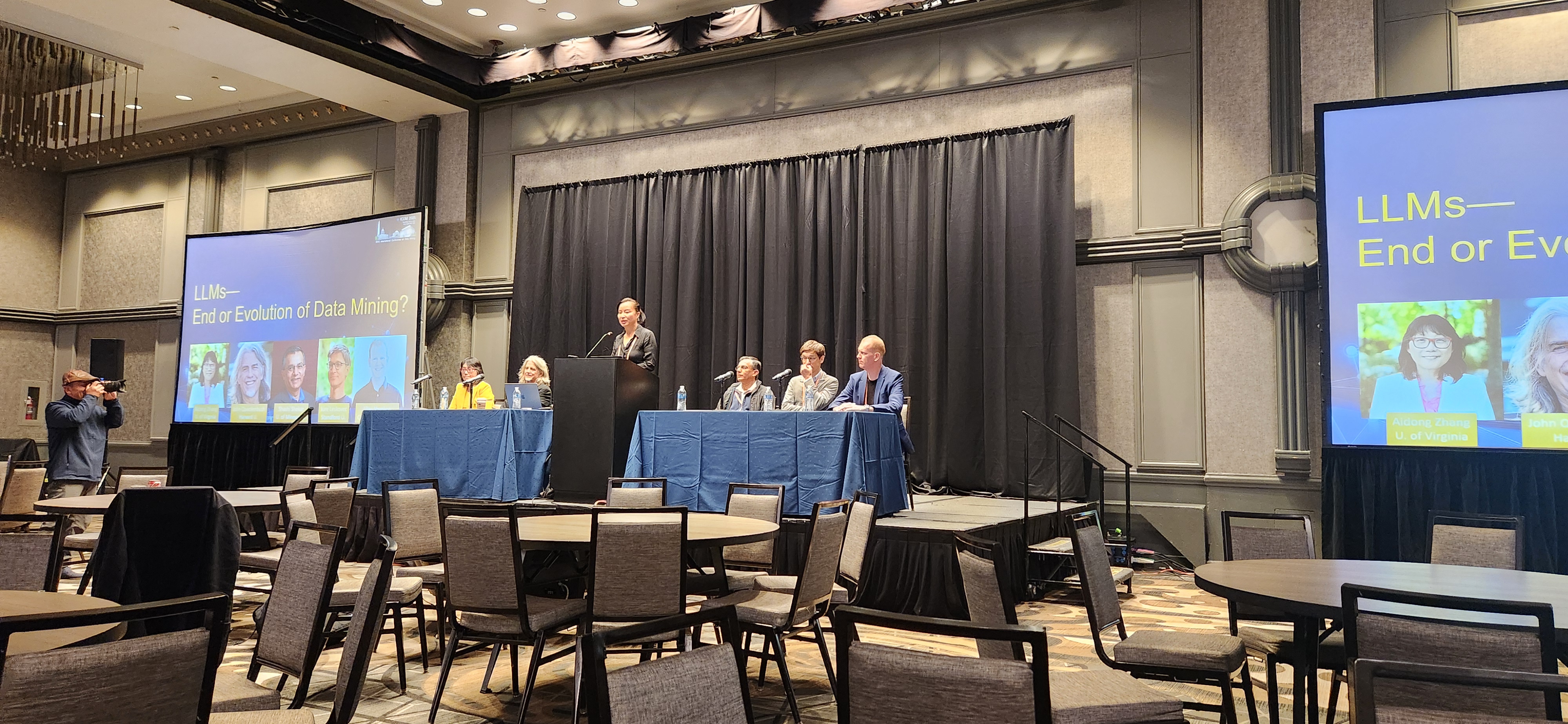 Wide shot of ICDM panel on LLMs and data mining with all panelists.