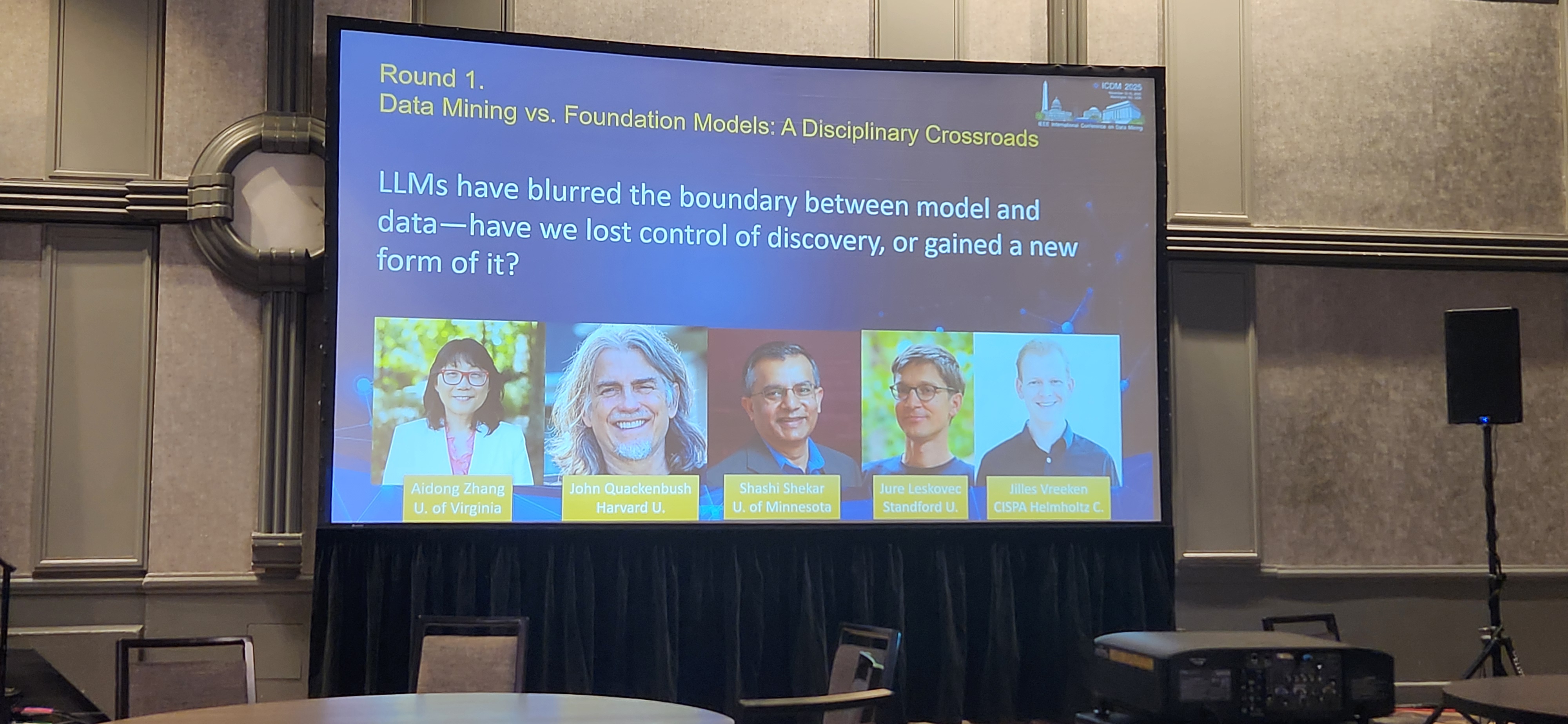 Round 1 panel slide on data mining versus foundation models.