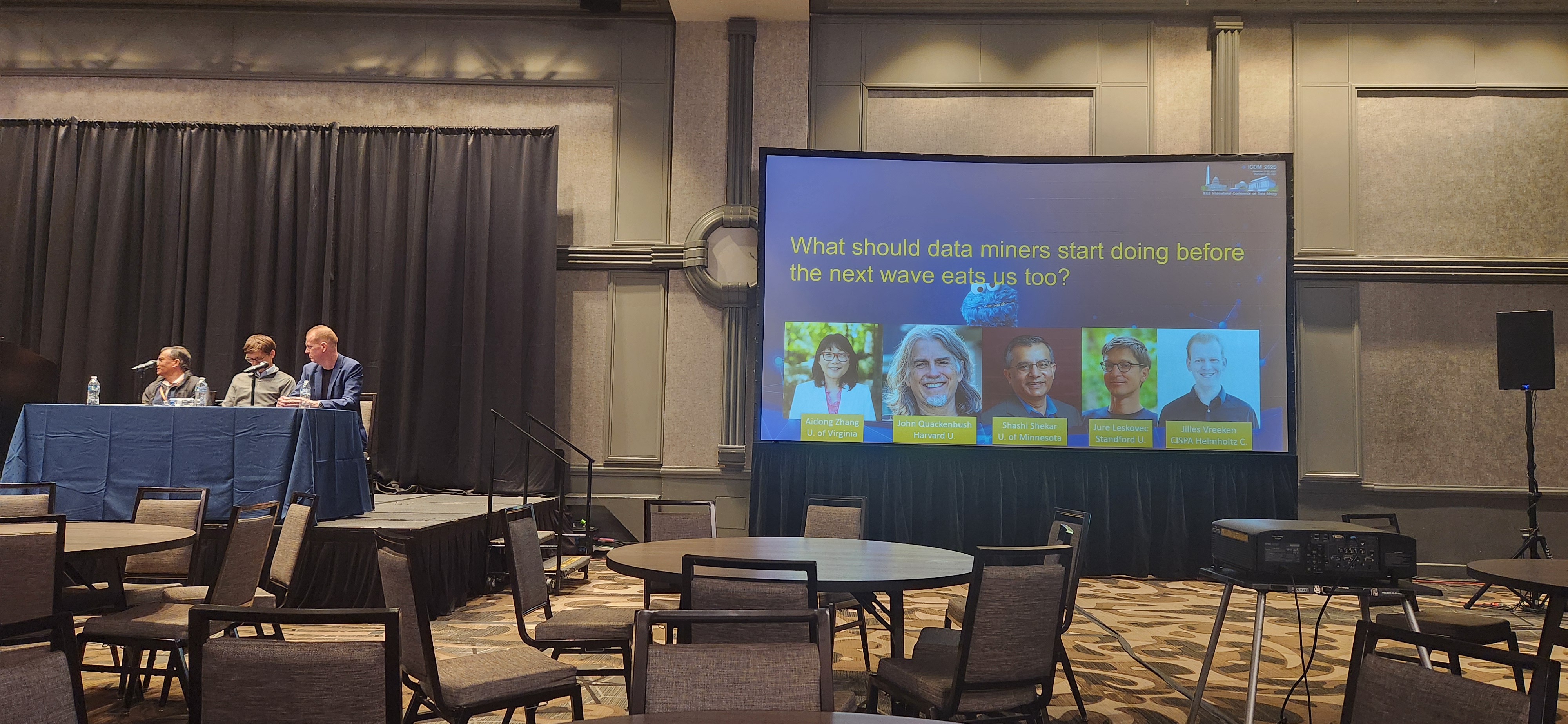 Panel with slide asking what data miners should start doing.